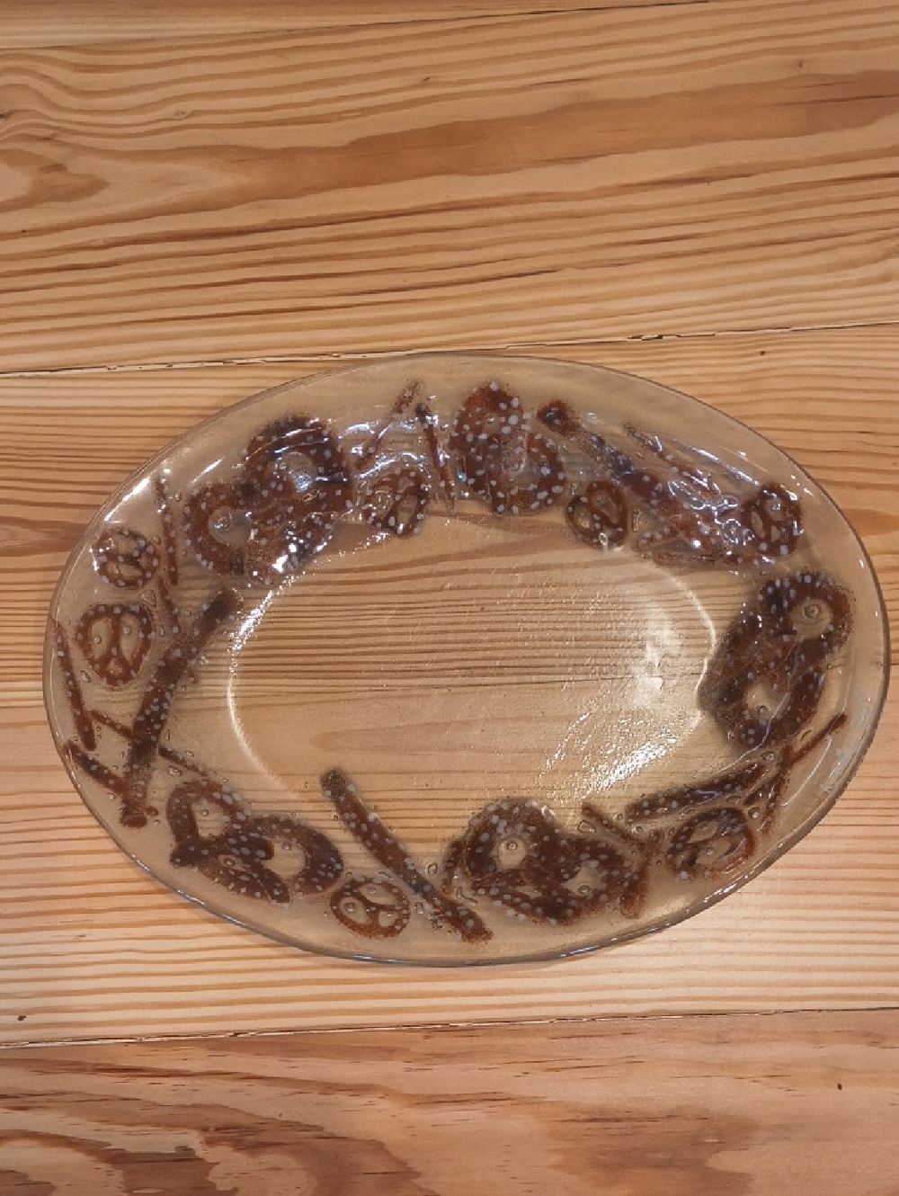 Andra Duree Fused Art Glass Pretzel Platter Dish Bowl 11 3/4" X 8 3/4"